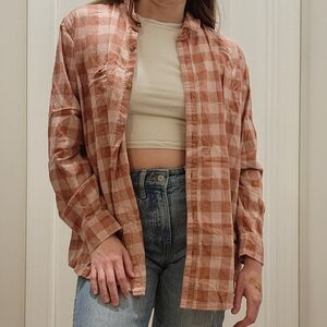 Universal Thread Rust Pink and White Plaid Flannel